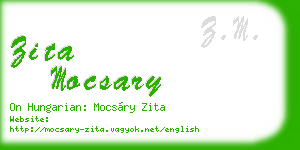 zita mocsary business card